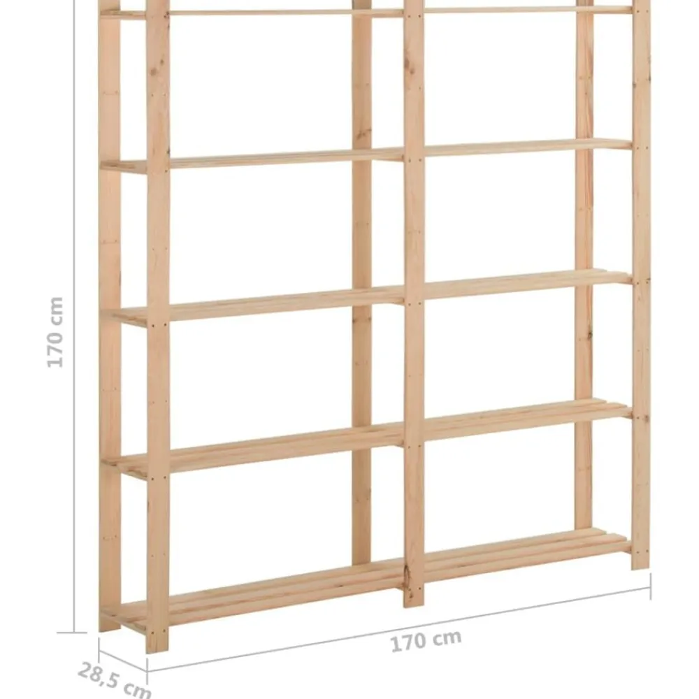 vidaXL Estantería de 5 niveles madera pino maciza 170x28,5x170 cm Natural Clearance