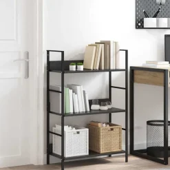 vidaXL Estantería de 3 niveles madera ingeniería 60x27,6x90,5 cm Negro Discount