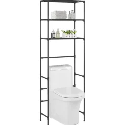 vidaXL Estantería de 3 niveles sobre inodoro 53x28x169 cm Negro Outlet