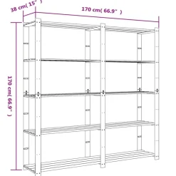 vidaXL Almacenamiento Industrial-Estantería de 5 niveles madera maciza pino 170x38x170 cm