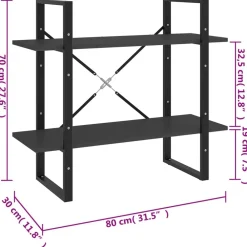 vidaXL Estanterías-Estantería de 2 niveles madera contrachapada 80x30x70 cm