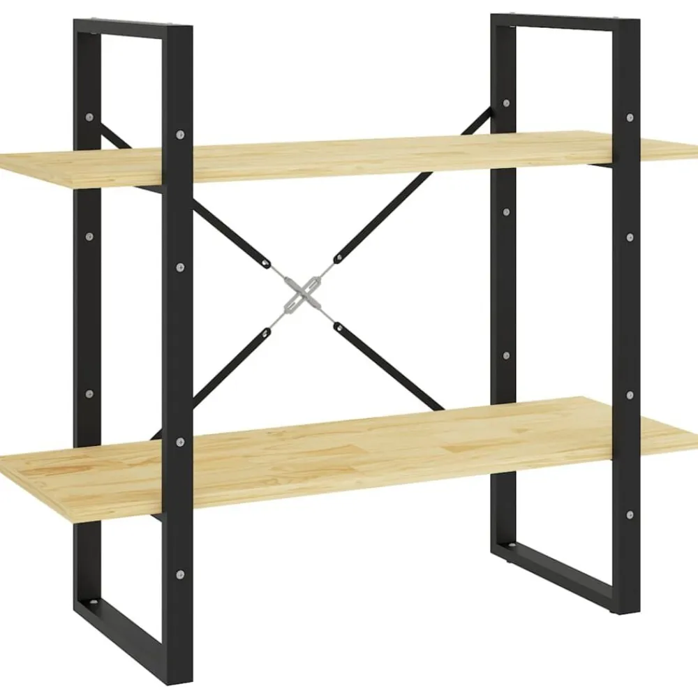 vidaXL Estantería de 2 niveles madera maciza de pino 80x30x70 cm Natural Sale