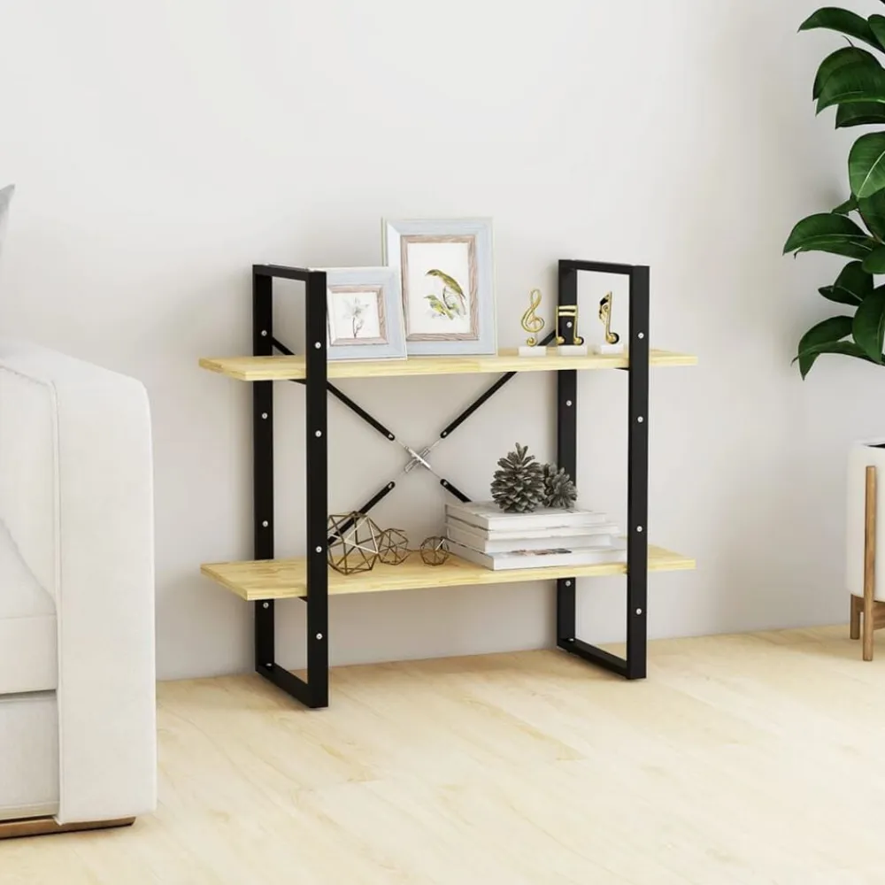 vidaXL Estantería de 2 niveles madera maciza de pino 80x30x70 cm Natural Sale