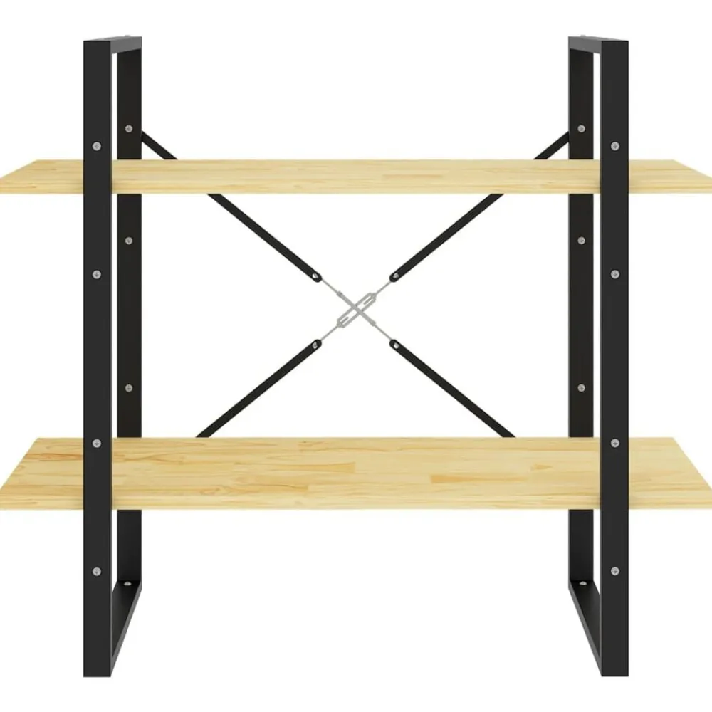 vidaXL Estantería de 2 niveles madera maciza de pino 80x30x70 cm Natural Sale
