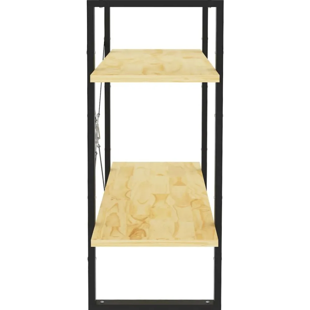 vidaXL Estantería de 2 niveles madera maciza de pino 80x30x70 cm Natural Sale