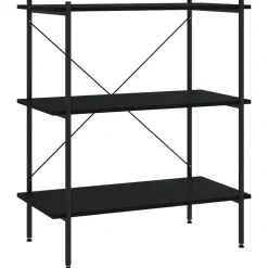 vidaXL Estanterías-Estantería de 3 niveles negra 80x40x92 cm