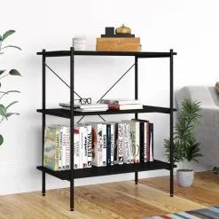 vidaXL Estanterías-Estantería de 3 niveles negra 80x40x92 cm