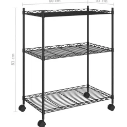 vidaXL Almacenamiento Industrial-Estantería de 3 niveles con ruedas 60x35x81 cm 150 kg