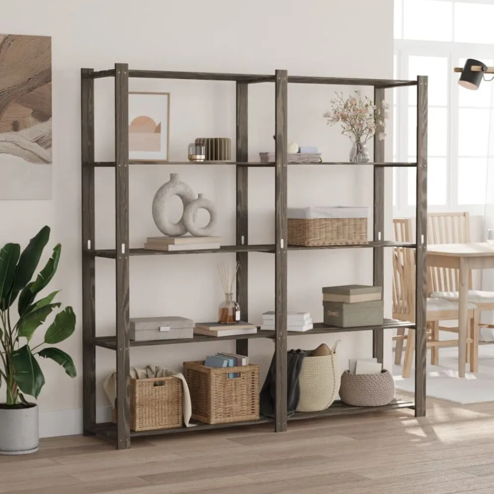 vidaXL Estantería de 5 niveles madera maciza pino 170x38x170 cm Gris Best