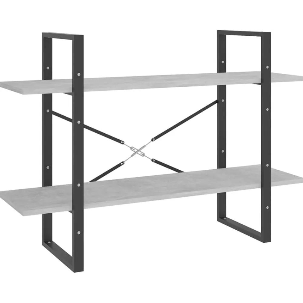 vidaXL Estantería de 2 niveles contrachapada gris hormigón 100x30x70cm Gris hormigón