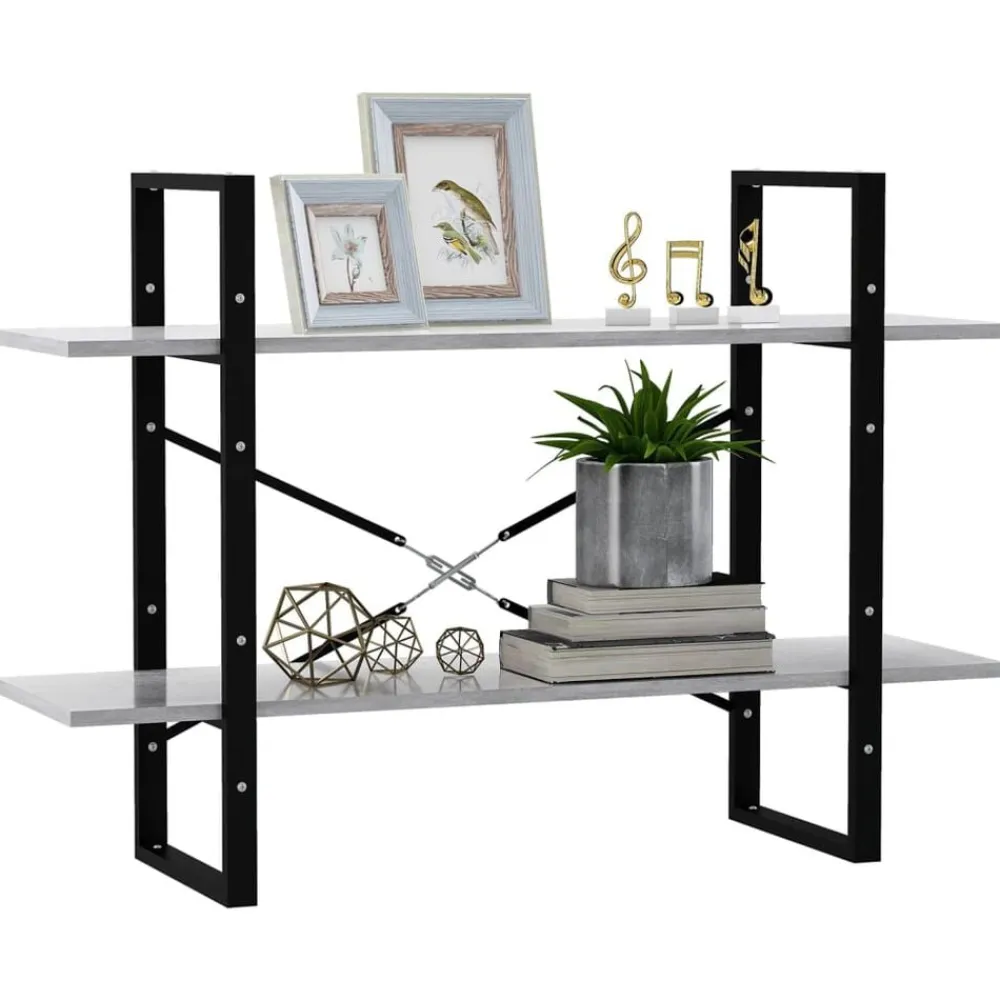 vidaXL Estantería de 2 niveles contrachapada gris hormigón 100x30x70cm Gris hormigón