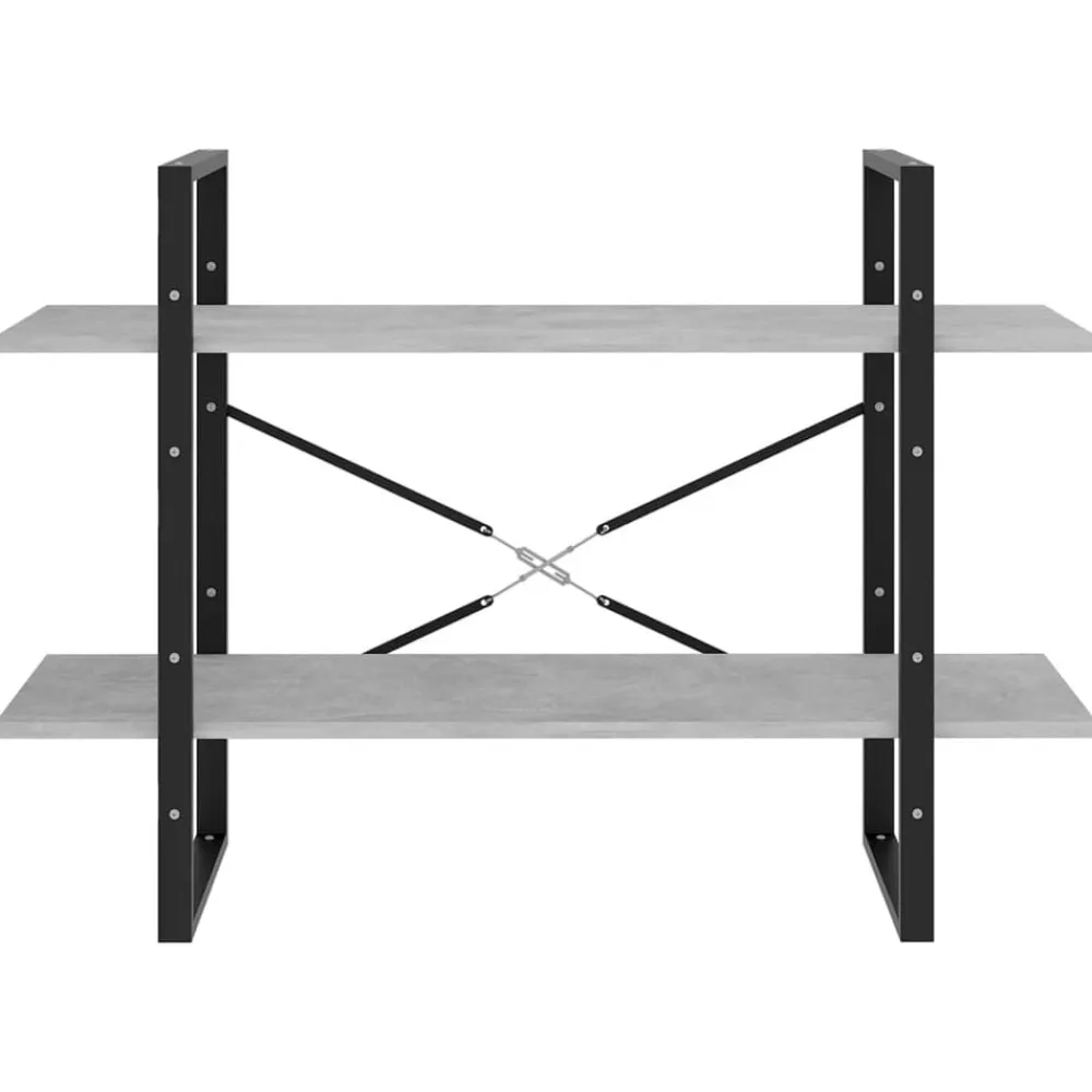 vidaXL Estantería de 2 niveles contrachapada gris hormigón 100x30x70cm Gris hormigón