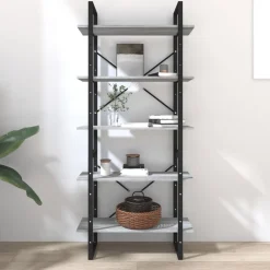 vidaXL Estanterías-Estantería de 5 niveles contrachapada 80x30x175 cm