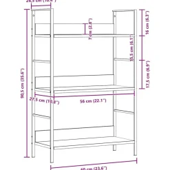 vidaXL Estanterías-Estantería de 3 niveles madera ingeniería 60x27,6x90,5cm