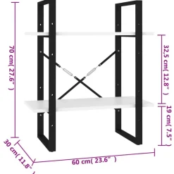 vidaXL Estantería de 2 niveles madera contrachapada 60x30x70 cm Blanco Outlet