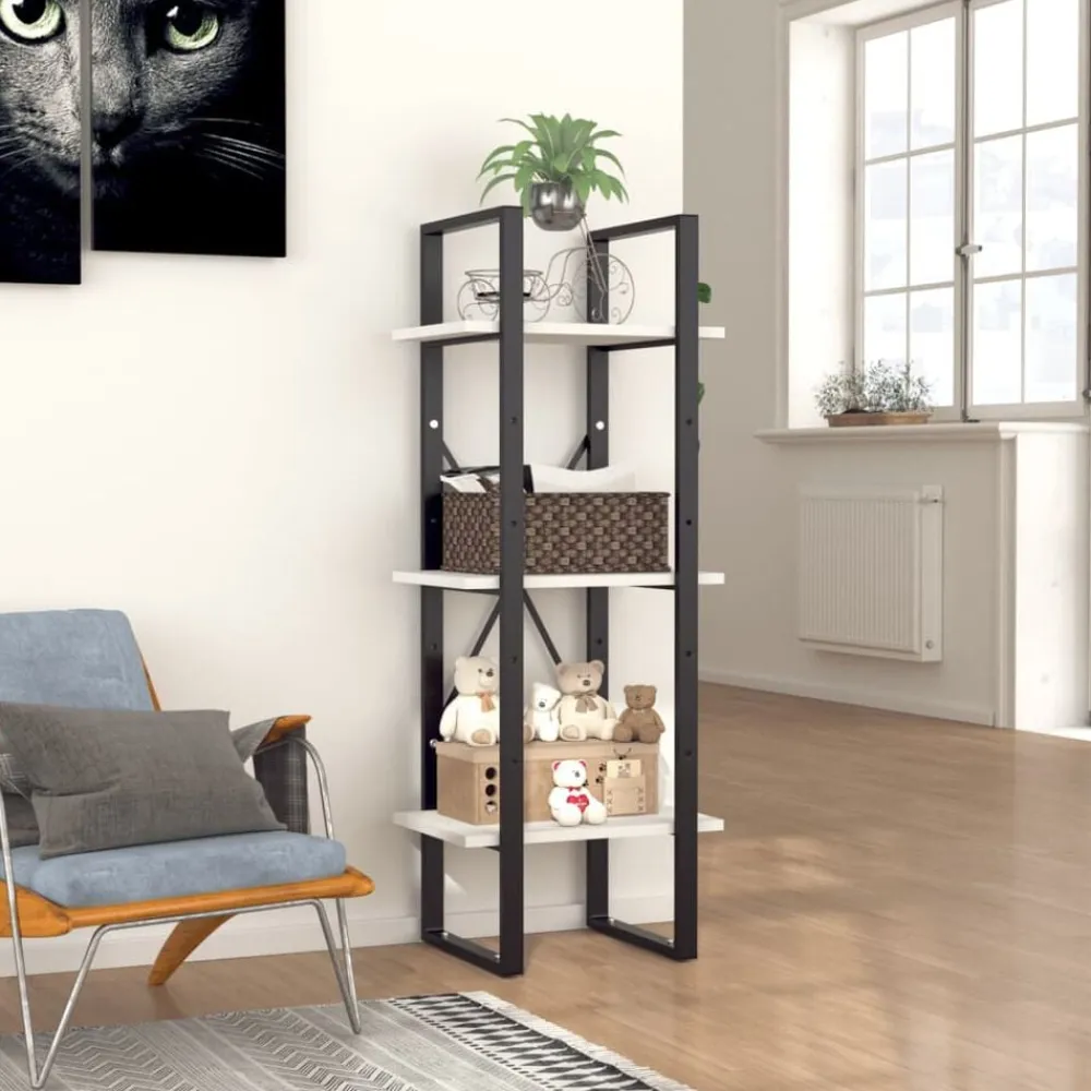 vidaXL Estantería de 3 niveles madera contrachapada 40x30x105cm Blanco Sale