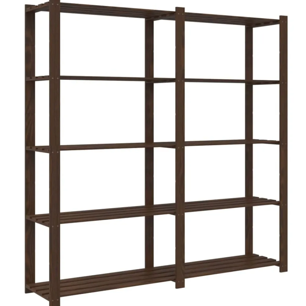 vidaXL Almacenamiento Industrial-Estantería de 5 niveles madera maciza pino marrón 170x38x170 cm