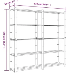 vidaXL Almacenamiento Industrial-Estantería de 5 niveles madera maciza pino marrón 170x38x170 cm
