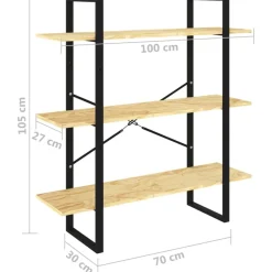vidaXL Estantería de 3 niveles madera maciza de pino 100x30x105 cm Natural Hot