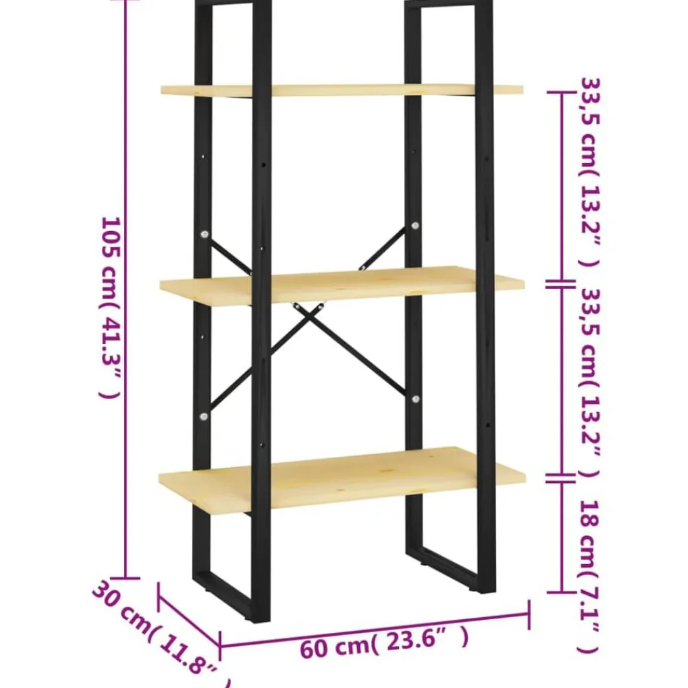 vidaXL Estanterías-Estantería de almacenaje madera maciza de pino 60x30x105 cm