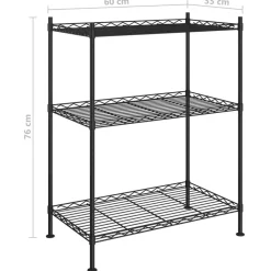 vidaXL Estantería de almacenaje de 3 niveles 60x35x76 cm 150 kg Negro Clearance