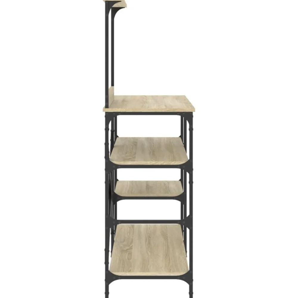 vidaXL Cocina Y Comedor-Estantería de cocina madera ingeniería metal roble 90x40x132 cm