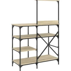 vidaXL Cocina Y Comedor-Estantería de cocina madera ingeniería metal roble 90x40x132 cm