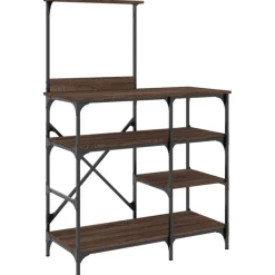 vidaXL Estantería de cocina madera ingeniería metal marrón 90x40x132cm Marrón roble Hot