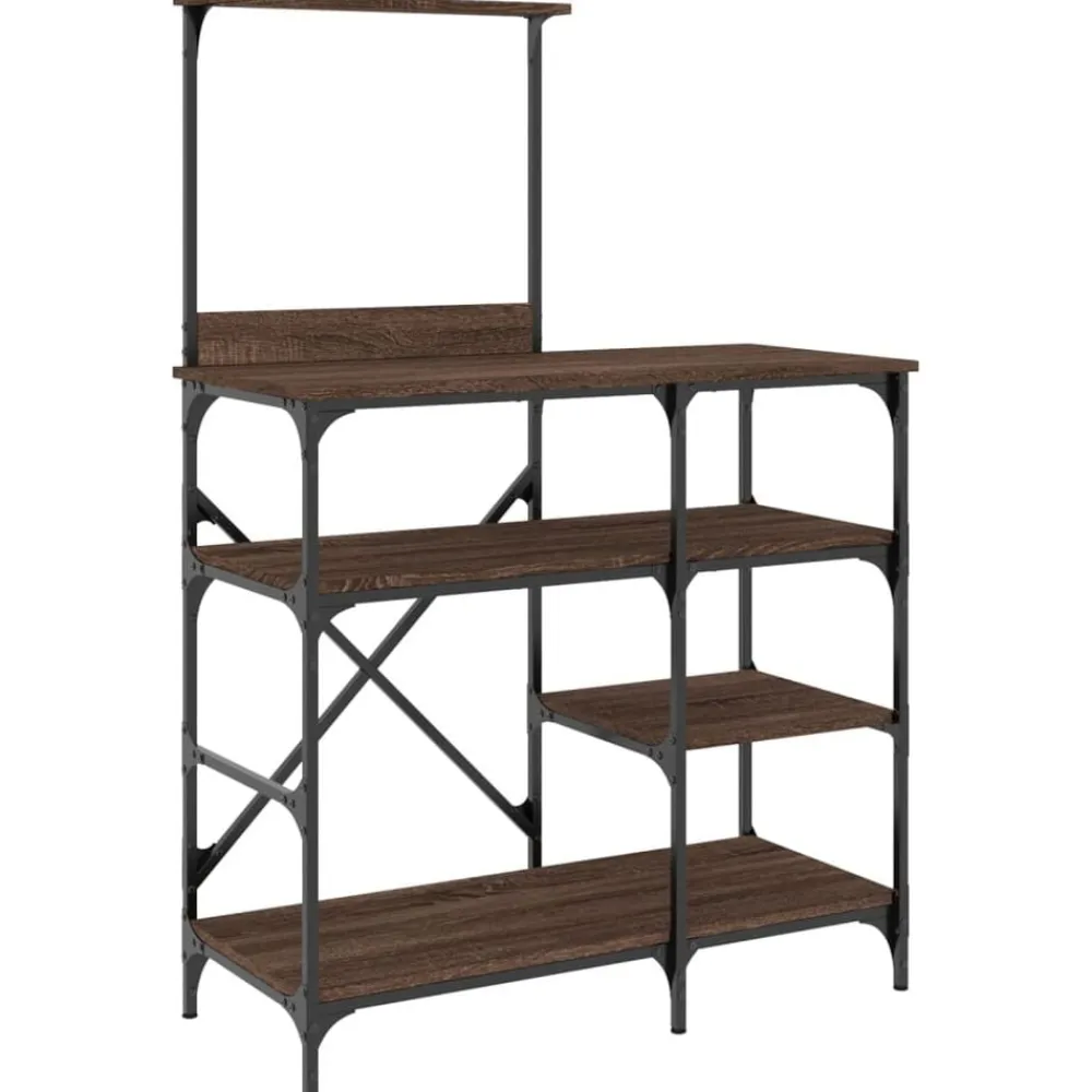 vidaXL Estantería de cocina madera ingeniería metal marrón 90x40x132cm Marrón roble Hot