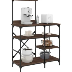 vidaXL Estantería de cocina madera ingeniería metal marrón 90x40x132cm Marr&oacute;n roble Hot