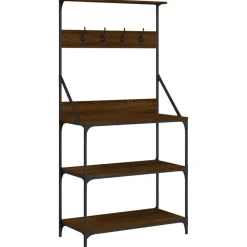 vidaXL Estantería de cocina con ganchos madera ingeniería marrón roble Marrón roble Best