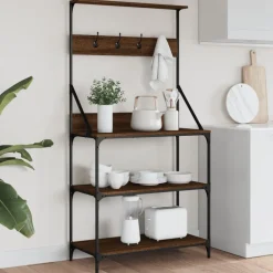 vidaXL Estantería de cocina con ganchos madera ingeniería marrón roble Marr&oacute;n roble Best