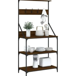 vidaXL Estantería de cocina con ganchos madera ingeniería marrón roble Marr&oacute;n roble Best
