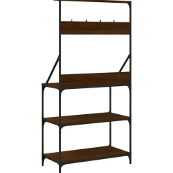 vidaXL Estantería de cocina con ganchos madera ingeniería marrón roble Marr&oacute;n roble Best