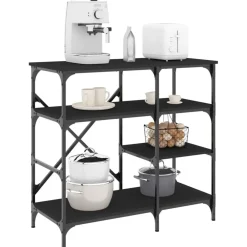 vidaXL Estantería de cocina madera ingeniería metal 90x40x84 cm Negro Best