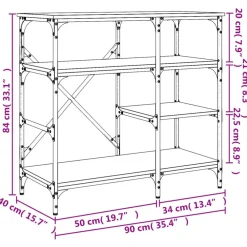 vidaXL Estantería de cocina madera ingeniería metal 90x40x84 cm Negro Best