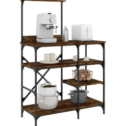 vidaXL Estantería de cocina madera ingeniería metal roble 90x40x132 cm Roble ahumado Outlet