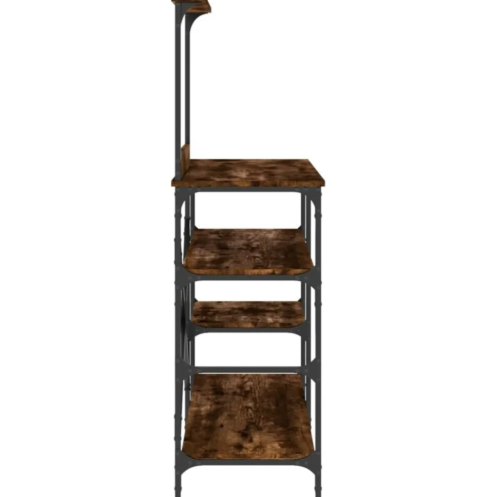 vidaXL Estantería de cocina madera ingeniería metal roble 90x40x132 cm Roble ahumado Outlet