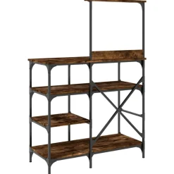 vidaXL Estantería de cocina madera ingeniería metal roble 90x40x132 cm Roble ahumado Outlet