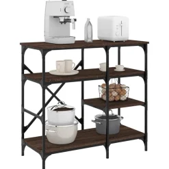 vidaXL Cocina Y Comedor-Estantería de cocina madera ingeniería metal marrón 90x40x84 cm