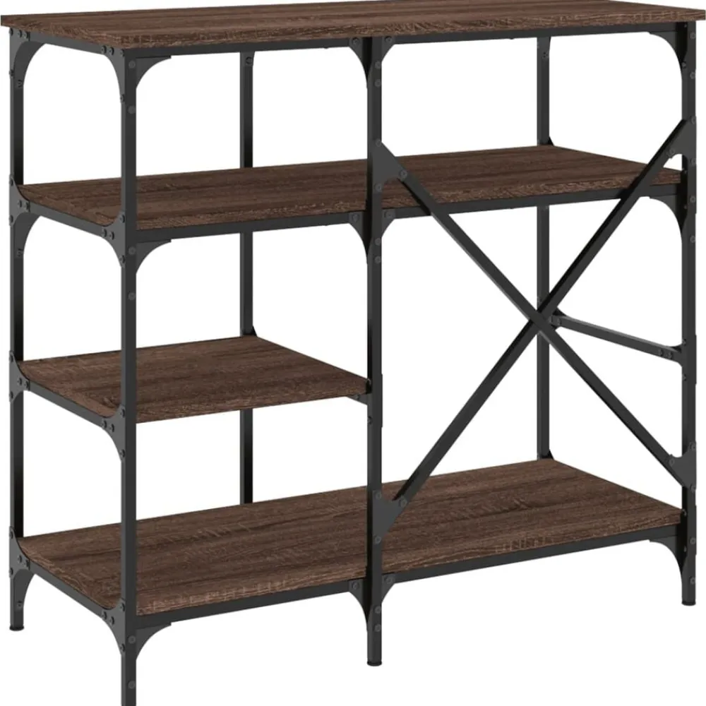 vidaXL Cocina Y Comedor-Estantería de cocina madera ingeniería metal marrón 90x40x84 cm