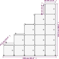 vidaXL Estantería de cubos con 15 compartimentos y puertas PP negro Negro y transparente New