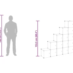 vidaXL Estantería de cubos con 15 compartimentos y puertas PP negro Negro y transparente New