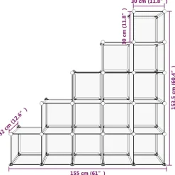 vidaXL Productos Del Hogar-Estantería de cubos con 15 compartimentos PP