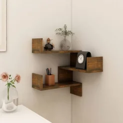 vidaXL Estantería de esquina de pared 40x40x50 cm Roble ahumado Clearance