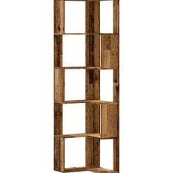 vidaXL Estantería de esquina 5 niveles madera envejecida 50x50x179 cm Madera antigua