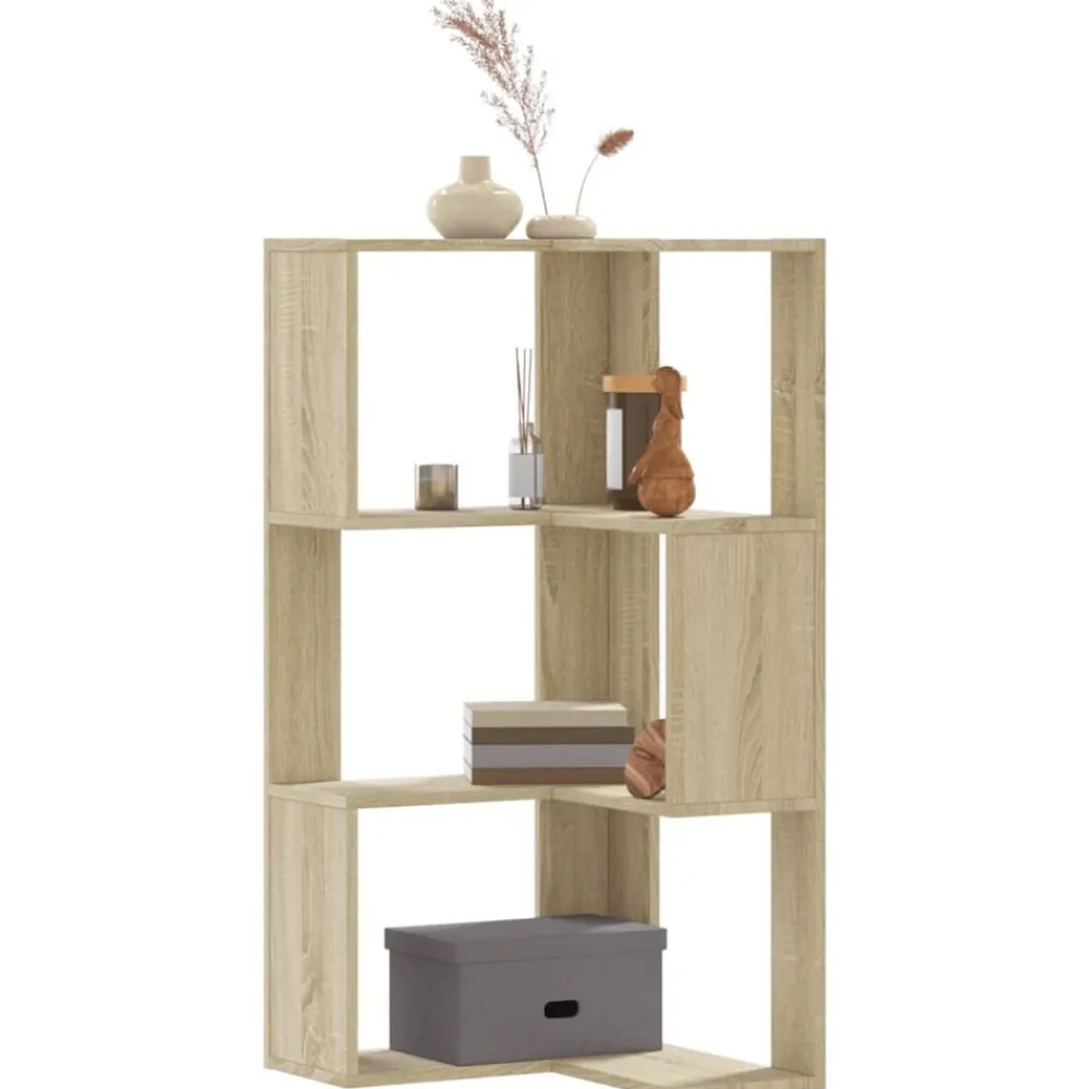 vidaXL Estanterías-Estantería de esquina 3 niveles madera 50x50x102cm