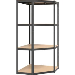 vidaXL Estantería de esquina 4 niveles madera y acero gris Antracita Best