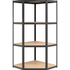 vidaXL Estantería de esquina 4 niveles madera y acero gris Antracita Best
