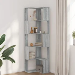 vidaXL Estantería de esquina 5 niveles madera 50x50x179 cm Gris sonoma Sale